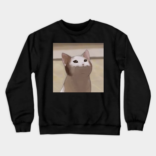 Pop Cat My Beloved Cat Meme Oatmeal Crewneck Sweatshirt by BobaPenguin